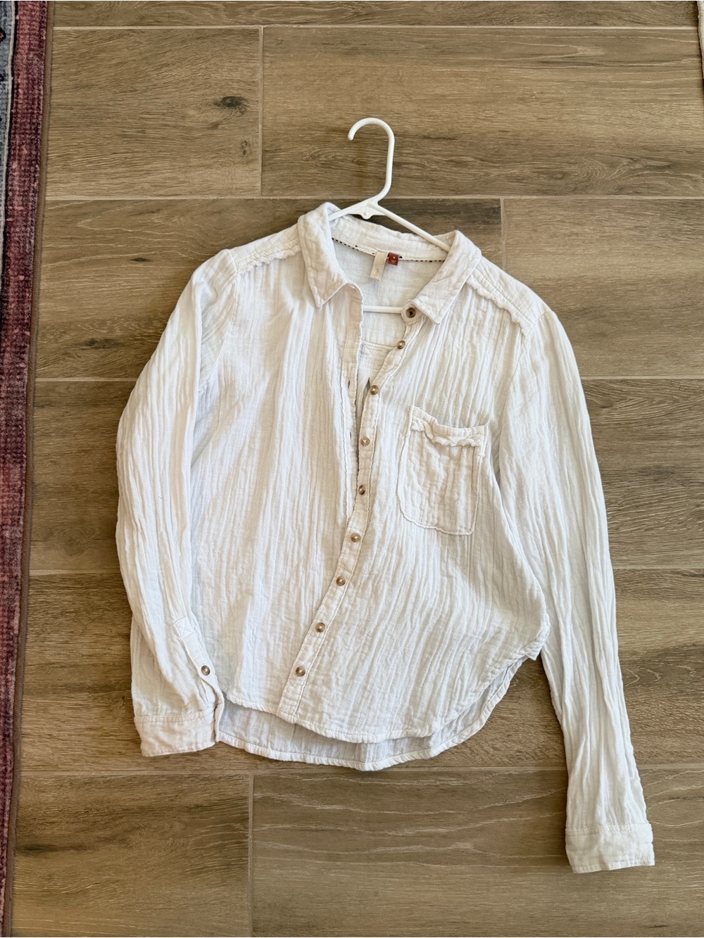 Pilcro Cotton Gauze White Button Down Shirt, Medium